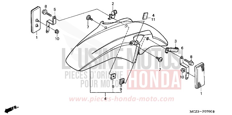 FRONT FENDER for Hornet 900 MAT CALEDONITE BLUE METALLIC (PB347) from 2004